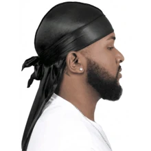 1PC Men's Silk Durag Pirate Hat For Sports, Outdoor Leisure, Breathable, Men's And Women's Universal Headscarf Hat - màu đen - Xem 11