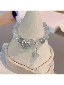 Vòng tay kiểu Trung Quốc mới, thanh lịch, đính hạt đá mắt mèo màu xám ánh trăng với mặt dây chuyền hình bướm - Vòng tay đá ánh trăng, món quà thời trang hoàn hảo cho các cô gái, vòng tay màu hồng. - nhiều màu - Xem 4
