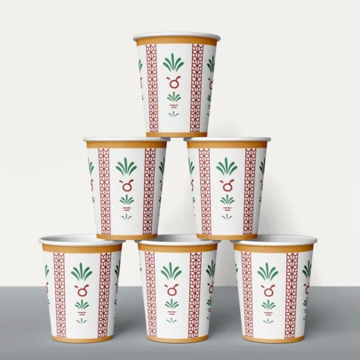 20/50pcs Middle Eastern Style Paper Cups, Disposable Paper Cups With Turkish Floral Prints, Coffee/Tea Cups For Parties, Suitable For Hosting Guests And Gatherings, Weeding,Eid Al-Adha,