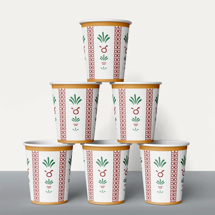 20/50个装中东风格纸杯，一次性纸杯，印有土耳其花卉图案，适用于派对、招待客人、聚会、婚礼、宰牲节等场合的咖啡/茶杯。 - 彩色 - 查看 1