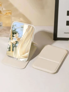 1 chiếc gương trang điểm gấp gọn cầm tay, làm bằng da polyurethane, thích hợp làm quà tặng, vật dụng du lịch, mỹ phẩm, dễ cất giữ, quà sinh nhật/tốt nghiệp, trang trí nhà cửa, đồ dùng học tập, gương, vật dụng cần thiết khi đi du lịch, gương nhỏ, vật dụng thiết yếu trong túi trang điểm, gương nhỏ gọn, gương trang điểm (Màu hồng) - Nhiều màu - Xem 4