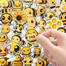 50 Pieces Of Cute Bee Sticker - Waterproof Vinyl, Suitable For Laptops, Water Bottles, Notebooks, Suitcases, Etc. - Cartoon Fun DIY Scrapbook Gift Stickers Scrapbook Supplies Stationery Funny Stickers Kindle - A - View 9