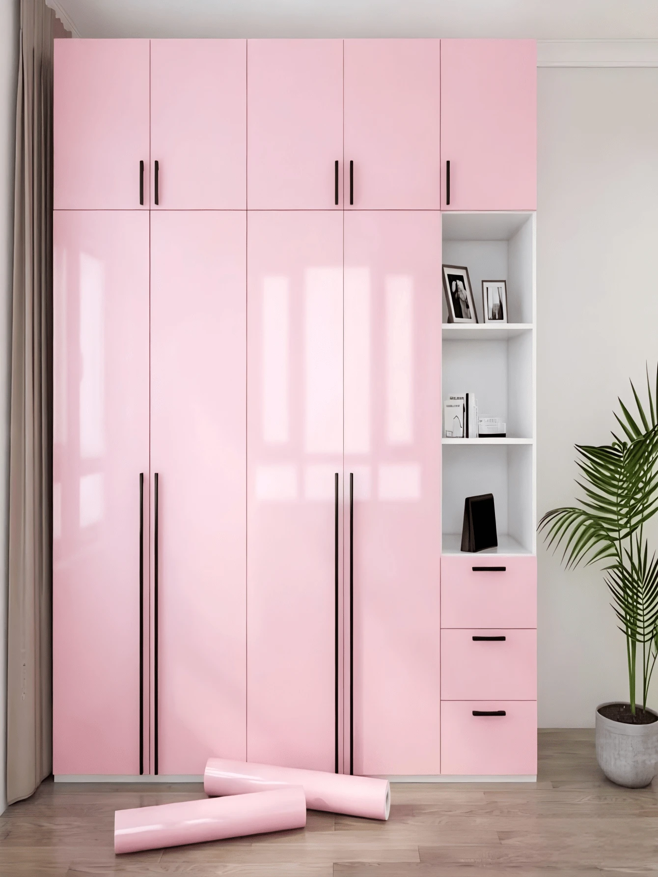 1 Cuộn Giấy Dán Tường Tự Dính Màu Hồng Sáng - Giấy Dán Vinyl Bóng Chống Thấm Nước, Thích Hợp Cho Mặt Bàn, Tủ và Đồ Nội Thất. Vật Liệu Trang Trí Tường Có Thể Tháo Gỡ, Thích Hợp Cho Nhà Bếp