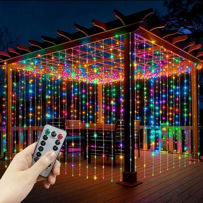 أضواء زينة عيد الميلاد والهالوين، أضواء سلسلة عيد، أضواء ديكور الحديقة، أضواء ديكور حفلة عيد الميلاد، ديكور عيد الحب، أضواء إكليل الجنية، أضواء ديكور التخييم، 4 ألوان إضاءة، أضواء ستارة ب- 8 أوضاع بريموت كنترول، ديكور الحديقة، أضواء ديكور حفلة الزفاف، ديكور خلفية رومانسية، ديكور داخلي وخارجي