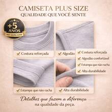 Camiseta Plus Size Masculina Estampada Brasil Rumo Ao Hexa Copa Do Mundo Algodão 100% Premium Manga Curta Casual Blusa Academia Camisa - Preto - Visão 5