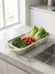 1pc Thick Rectangular Colander - Multipurpose Kitchen Strainer Basket For Washing Vegetables, Fruits And General Storage - L - View 4