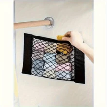 No Drill Adhesive Wall Mounted Mesh Storage Bag | Suitable For Cabinet Doors, Car Trunks, Under Sinks, RVs And Camping Vehicles - View 5