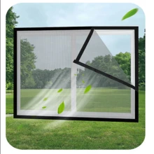 1 pieza Malla anti-mosquitos para ventana, red gris con bordes negros, dispositivo repelente de insectos para interiores, instalación con cinta adhesiva de gancho y bucle, sin necesidad de perforar, esencial para hogares en verano - SC26001 - Ver 4