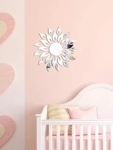 27 Piece Set Of Fashion Glasses Decorative Mirrors, Sunflower Shaped Mirror Home Wall Stickers - Sun B - View 5