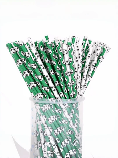 25/50/100 chiếc ống hút giấy hình quả bóng đá màu xanh lá cây, ống hút dùng một lần, đóng gói riêng lẻ, thích hợp cho đồ uống, nhiều màu sắc, phù hợp cho tiệc sinh nhật, gia đình, quán bar, cửa hàng đồ uống, dã ngoại, đồ dùng tiệc tùng, quà Giáng sinh.