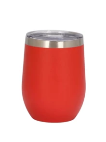 LMMAKE 1pc Water/Beer Mug, 12oz/350ML Powder Coating Wine Tumbler With Push Lid, Stemless Insulated Wine Glasses, Double Wall Vacuum Stainless Steel Travel Tumbler, For Cold & Hot Drinks, Wine, Coffee, Cocktails And More, Back To School Supplies - 不銹鋼杯 - 查看 9