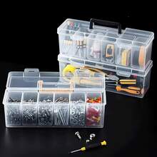 7 piezas Organizador portátil transparente con múltiples compartimentos, contenedor de almacenamiento de hardware transparente para tornillos, llaves, clavos, pernos, piezas, juguetes, cuentas, artículos pequeños, organización del hogar, almacenamiento en el garaje, contenedor de suministros para manualidades, cajón de compartimentos de plástico - Multicolor - Ver 6