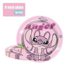 10pcs/9 Inch Stitch & Cartoon Character Party Tableware Set, 10 Plates, Suitable For 10 Children, Perfect For Birthday Parties, Halloween And Family Gatherings, Great As Birthday Gifts - Multicolor - View 6