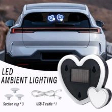 1 Unit, Car Triangular Heart-Shaped LED Light - Double Heart-Shaped Ambient Light With Built-In LED Ambient Light - Solar LED Light, 5 Variation Modes, Car Decoration - Ice Blue - View 7