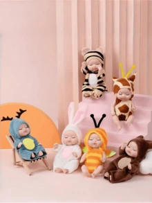 Búp bê tái sinh mini, Búp bê nhồi bông trẻ em, Búp bê sống động như thật có thể giặt được với trang phục động vật nhiều màu sắc, Búp bê dễ thương, Búp bê nhập vai, Thích hợp cho bé trai và bé gái, Quà tặng sinh nhật, Búp bê tái sinh, Búp bê, Búp bê nhồi bông, Búp bê - nhiều màu - Xem 1