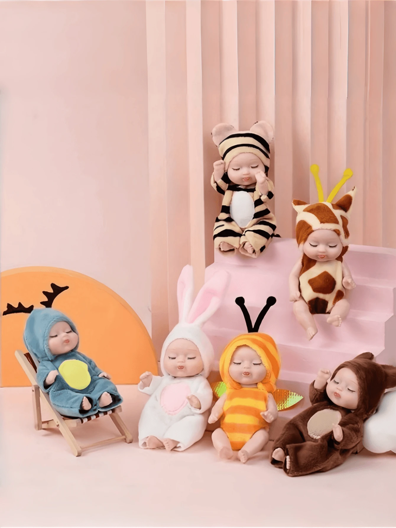 Búp bê tái sinh mini, Búp bê nhồi bông trẻ em, Búp bê sống động như thật có thể giặt được với trang phục động vật nhiều màu sắc, Búp bê dễ thương, Búp bê nhập vai, Thích hợp cho bé trai và bé gái, Quà tặng sinh nhật, Búp bê tái sinh, Búp bê, Búp bê nhồi bông, Búp bê - nhiều màu - Xem 1