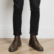 Men's Desert Boots, Classic Retro Derby Boots, Wear-Resistant Anti-Slip Casual Ankle Boots - Mocha Brown - View 3