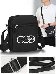 Set de 1 pieza/2 piezas de gorra de béisbol y bolso bandolera con estampado gráfico "DIOS ES BUENO", moda urbana para deportes al aire libre con visera plana ajustable, adecuado para uso diario, regalo para ti y tus amigos - Multicolor - Ver 3