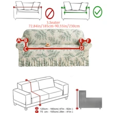 1pc Milk Silk Fabric Anti-Slip Elastic Decorative Sofa Skirt Cover, Printed Feather & Leaf Pattern, Rich Colors, Pet-Friendly Anti-Dust, Available In 1/2/3/4 Seater Sizes, Suitable For All Seasons - Multicolor - View 16