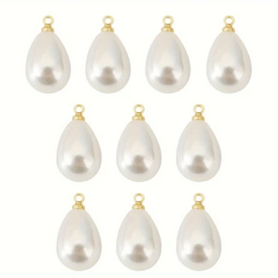 10pcs Cultured Faux Pearl Shaped ABS Beads, High Gloss Pierced Design, ABS Material Wear-Resistant , Suitable For Apparel Accessories And DIY Jewelry Making, Can Be Used To Create Minimalist Necklaces, Bracelets, Earrings, As Well As Clothing Collar Decorations, Wedding Dress Embellishments, Hair Accessories, Home Curtain Hangings, Ideal For Crafters, Nail Salons, Holiday Gifts, And Student Handwork Projects, Satisfying Diverse Handicraft And Fashion Decoration Needs
