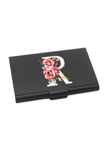 Thick Aluminum Alloy Postcard Box With Red Flowers And White Letters A-Z Printed On It,Thick Aluminum Alloy Postcard Box, Large Capacity Unisex Card Case | Custom Initial Gift For Friends, Colleagues, Boss, Boyfriend, Girlfriend | Travel Essential - Multicolor - View 17