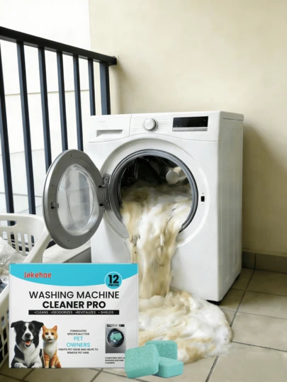  Jakehoe - Heavy Duty Washing Machine Cleaner Tablets - 3-In-1 Deep Descaling, Thoroughly Removes Limescale. Keeps Drum/Agitator Washing Machine Running Fresh And Smooth. Bathroom Decor And Accessories, Cleaning Supplies, Laundry Room Accessories, Washing Machine Cleaner, Bathroom Cleaner, Household Cleaning Supplies. 12-Piece Cost-Effective Pack, More Efficient Than Single Tablets.