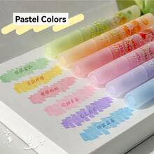 Bộ 6 bút dạ quang hương trái cây, màu pastel mềm mại, đầu bút vát, tông màu nhẹ nhàng, khô nhanh, không lem mực, thích hợp cho việc viết nhật ký, vẽ tranh, phác thảo và đánh dấu. - Nhiều màu - Xem 5