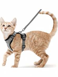 Walking Cat Harness And Leash, Soft Adjustable Cat Vest Harness, Easy Control Breathable Reflective Striped Jacket - Mint Green - View 5