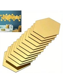 48 Pieces Of Hexagonal Acrylic Mirror Wall Decals, Removable Decorative Mirrors, Self-Adhesive Hexagonal Art Ornaments, Home Decor Stickers, Wall Stickers, Vinyl Decals, Spring Decorations, Freshen Up Your Home, Rama Decorative Sticker Gifts, Birthday Graduation Wall Decor, Room Decorations, Wall Mirrors, Bathroom Decor, Living Room Decor - 1cm - View 8