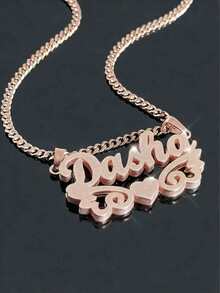 个性化文字项链，嘻哈风格女士定制吊坠项链，尼龙链配吊坠，定制文字首饰，送给情侣、朋友、家人的最佳礼物，银色，秋季时尚，休闲简约，极简主义，男女皆宜，定制时尚，个性化，独特，适合送给女朋友、母亲，母亲节礼物 - 滿鑽項鍊風格7 - 查看 10