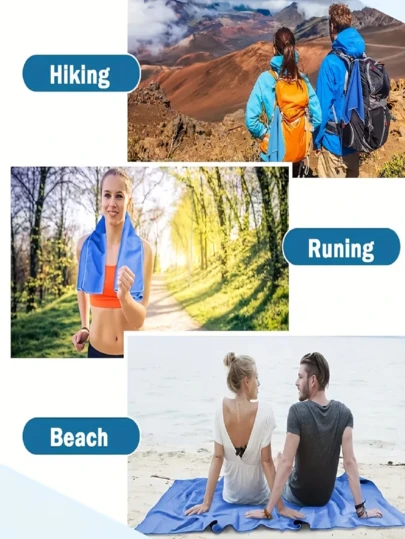Sapphire Blue Multi-Size Super Soft Breathable Moisture-Wicking Outdoor Sports Microfiber Towel, Quick-Drying Towel Suitable For Outdoor, Beach, Yoga, Running, Portable Outdoor Travel Fitness