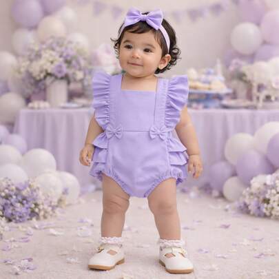Romper Bebê Menina Minimalista Tricoline Algodão Smash Cake Mesversário Body Jardineira Infantil Várias Cores
