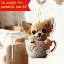 1pc Cartoon Animal Acrylic Pendant, Suitable For Car Rearview Mirror Decoration, Keychain, Backpack Accessory, Gift, 2D - Multicolor-gold Thread - View 5