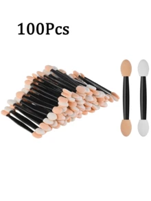 100/50支双头海绵眼影刷，眉妆工具，迷你化妆刷，旅行必备，情人节礼物 - 彩色 - 查看 9