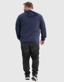 BENSMAT Men's Plus Size Fleece Sweatshirt/Sweater, Winter Style, Sizes G1 G2 G3 G4, Suitable For Cold Weather - Navy Blue - View 3