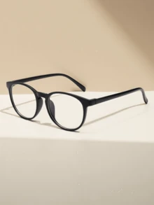 1 pieza Gafas unisex negras de plástico ligero para computadora/juegos/TV/teléfono, con lentes transparentes, montura de gafas de moda adecuada para uso diario y trabajo - Multicolor - Ver 6