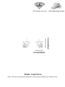 Delicate Hollow Five-Pointed Star Rhinestone Earrings, Hypoallergenic Versatile Silver Jewelry - White Gold - View 2