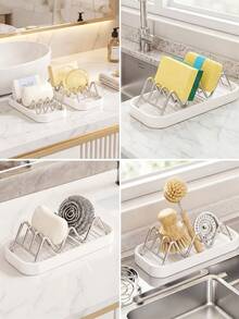 2 Sets Creative Bathroom Soap Dish Drain Rack, Wavy Soap Holder Storage Rack, Minimalist Stainless Steel Kitchen Sink Sponge Holder Organizer - Wavy Drain Storage Rack - View 8