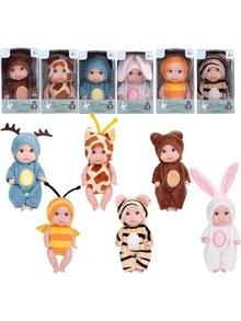 Búp bê tái sinh mini, Búp bê nhồi bông trẻ em, Búp bê sống động như thật có thể giặt được với trang phục động vật nhiều màu sắc, Búp bê dễ thương, Búp bê nhập vai, Thích hợp cho bé trai và bé gái, Quà tặng sinh nhật, Búp bê tái sinh, Búp bê, Búp bê nhồi bông, Búp bê - nhiều màu - Xem 10