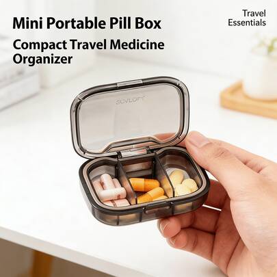 2PCS Transparent Compartment Pill Organizer, Compact Yet Spacious, Portable Tablet Case; Modern Minimalist Design With Clear Square Shape, Multi-Compartment Independent Dispensing, Portable Moisture-Proof And Dust-Proof Daily Medication Storage Box. Ideal For Travel, Commuting, School Use, And Home Storage-A Lightweight, Compact On-The-Go Medicine Case.