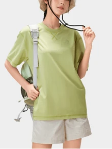 CAMEL CROWN Women's Outdoor Quick-Dry T-Shirt, Lightweight Breathable Moisture-Wicking Cooling Sun Protection Round Neck Short Sleeve Tee For Summer - Fluorescent Green - View 2