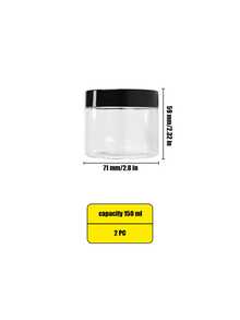 1-6Pcs Clear PET Storage Jars With Lids, 50-500ml Empty Plastic Makeup Containers And Organizer Jars - Black - View 11