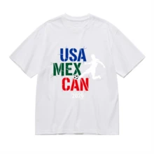 USA MEX CAN 2026 Soccer Fan Men's TShirt, with a bold graphic print that showcases the USA, Mexico, and Canada flags intertwined with a soccer ball, designed for everyday casual wear to elevate personal style. Perfect for lounging at home for ultimate comfort, this tshirt is also ideal for commuting, daily outings, and makes a great gift for friends' birthdays or holidays, celebrating the 2026 soccer event with patriotic flair. - Weiss - Übersicht 2