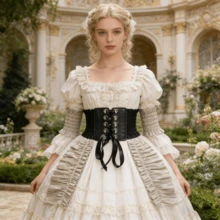 1件装女士复古系带宽腰带，黑色弹力束腰带，哥特风格，适合搭配连衣裙和外套 - 彩色 - 查看 2