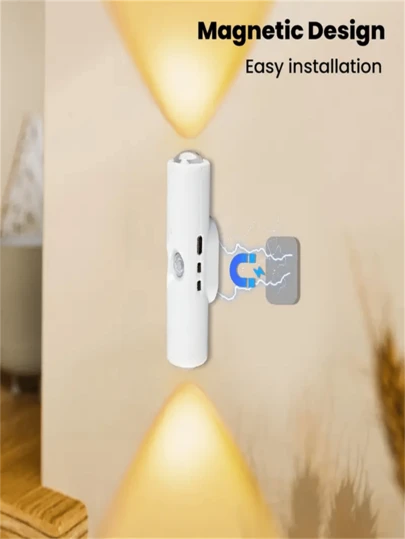 1/2/4 Pcs LED Motion Sensor Step Lights, LED Motion Sensor Lights, Dual-Head LED Motion Sensor Wall Lamps, Adjustable Three-Color (Warm/Neutral/White), USB Rechargeable, Suitable For Living Room, Bedroom, Hallway, USB Light (400mAh)