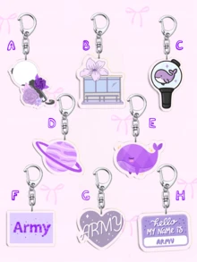 1 pieza Llavero de dibujos animados, llavero de estilo amistad morado, accesorio de bolso, joyería interesante, regalo de fan, adecuado para novio, novia, familia, maestro, recuerdo de fiesta y decoración de teléfono con tema ARMY como regalo para madre, padre, graduación y maestro - Multicolor - Ver 15