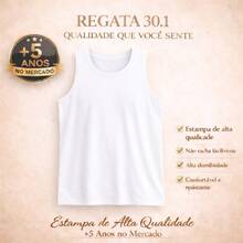 Regata Masculina Estampada Academia Coroa Grande 100% Algodão Premium Camiseta Blusa Verão - Bege - Visão 4