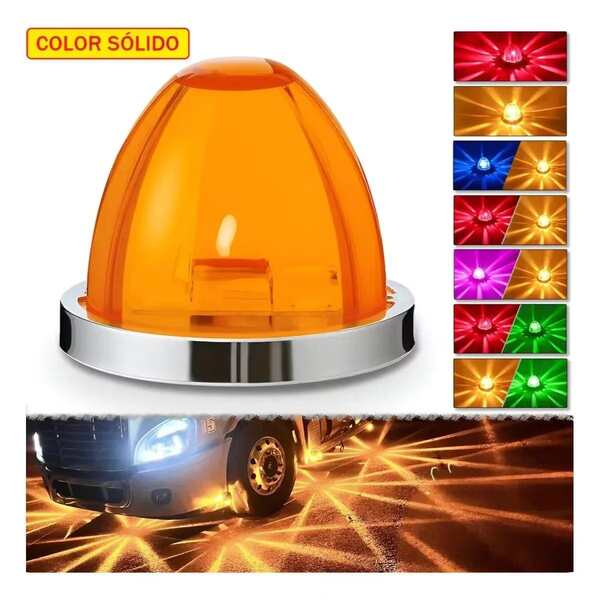 4 pcs Lámpara de cristal en forma de sandía, luz de techo LED, luz LED universal de dos colores en forma de estrella, adecuada para semirremolques, camiones pesados ​​​​y vehículos multiusos.