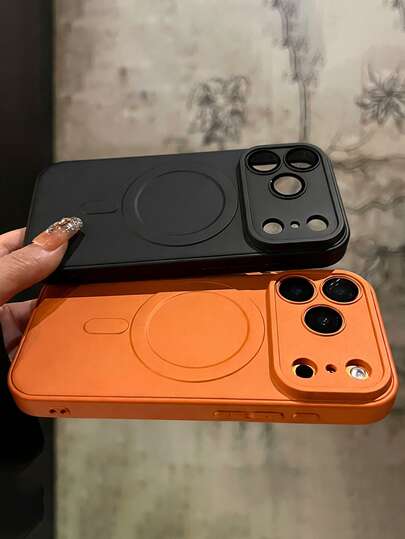 Luxe, mat, gegalvaniseerd, magnetisch telefoonhoesje met draadloze oplaadfunctie voor iPhone 17 Pro Max, 17 Pro, 17, 16 Pro Max, 16 Pro, 16, 15 Pro Max, 15 Pro, 15, 14 Pro Max, 14 Pro, 14, 13 Pro Max, 13 Pro, 12 Pro Max, vorstbestendig en schokbestendig beschermhoesje met lensfolie