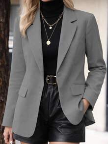 MICHELEE Elegant Women's Tailored Blazer With Structured Cut – Casual Chic For Work And Everyday Wear - 灰色 - 查看 5